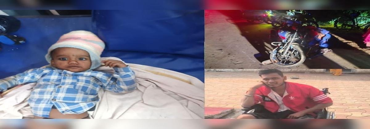 स्कॉर्पियो ने बाइक को मारी टक्कर, हवा में उछलकर कार की छत पर जा गिरा डेढ़ साल का बच्चा, नहीं रोकी गाड़ी